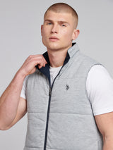 Mens Reversible Clean Front Jersey Lined Gilet in Dark Sapphire Navy / Moonlight Blue DHM