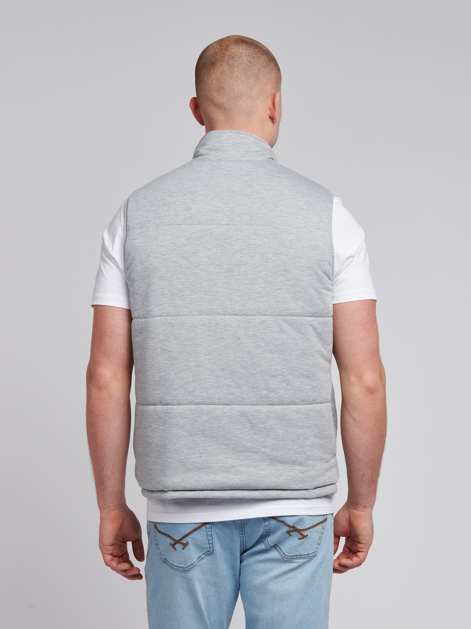 Mens Reversible Clean Front Jersey Lined Gilet in Dark Sapphire Navy / Moonlight Blue DHM