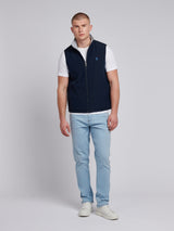 Mens Reversible Clean Front Jersey Lined Gilet in Dark Sapphire Navy / Moonlight Blue DHM