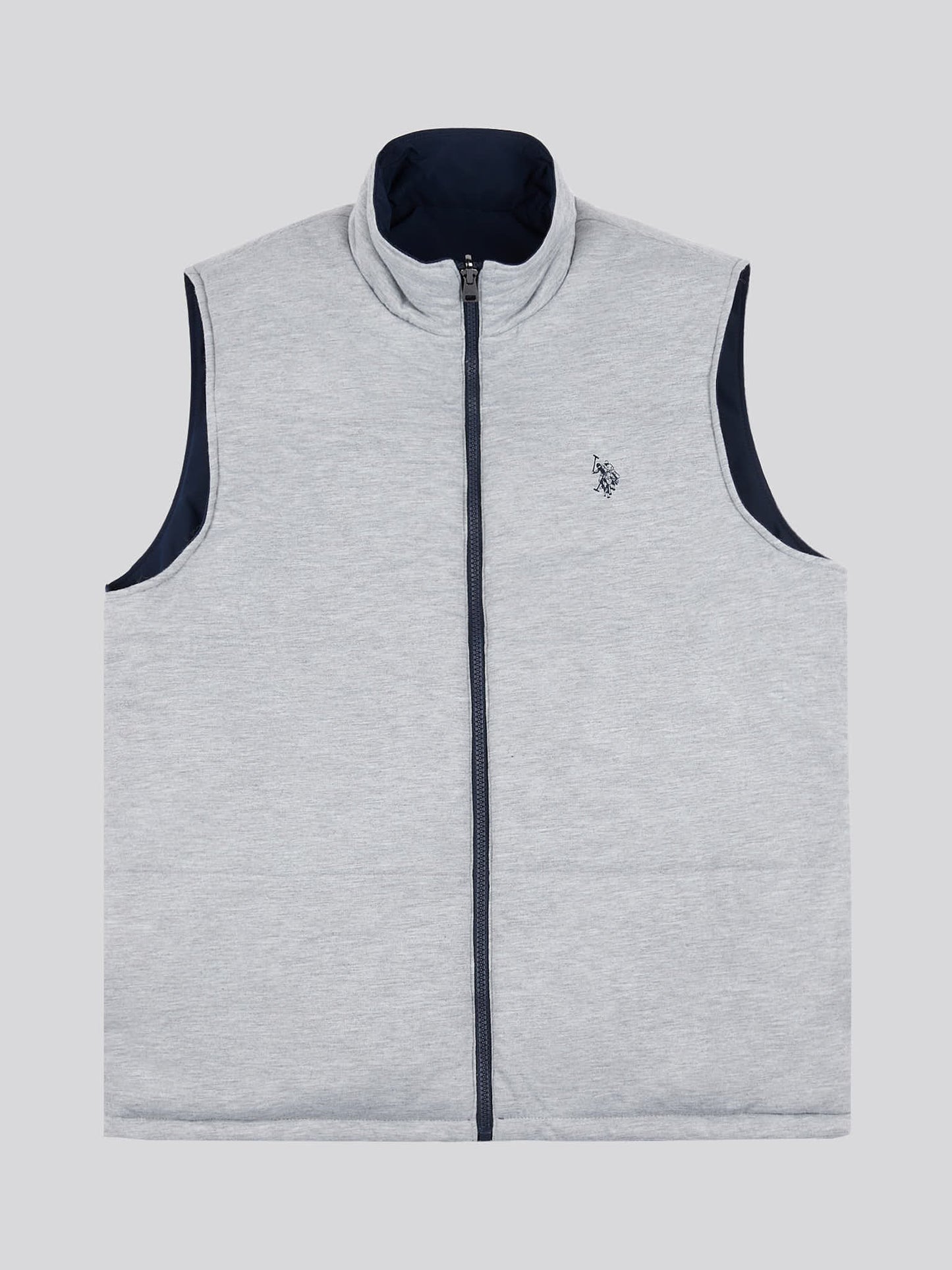 Mens Reversible Clean Front Jersey Lined Gilet in Dark Sapphire Navy / Moonlight Blue DHM