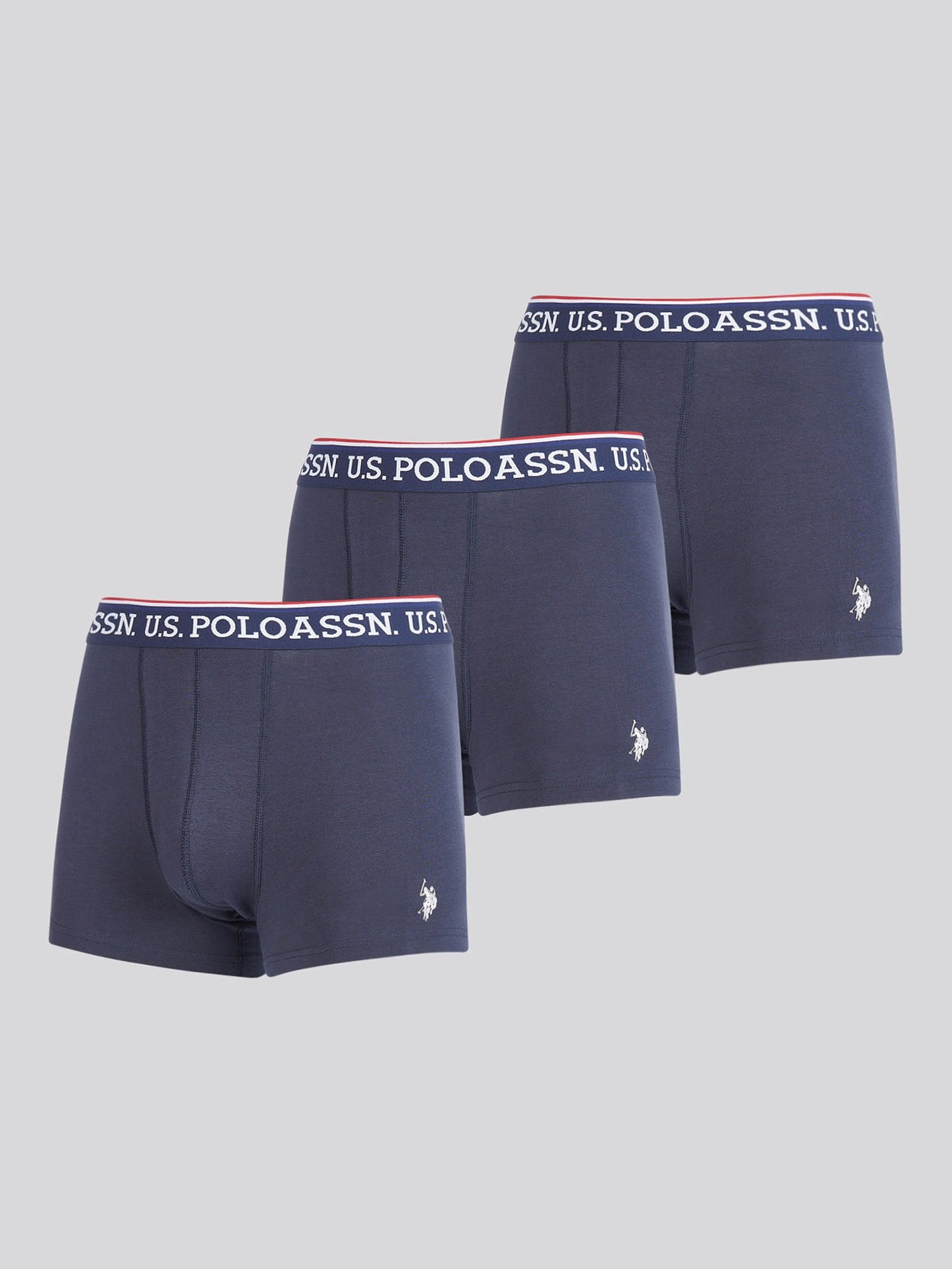 Mens 3 Pack Brand Highlight Boxer Shorts Dark Sapphire Navy / White DHM