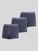Mens 3 Pack Brand Highlight Boxer Shorts Dark Sapphire Navy / White DHM