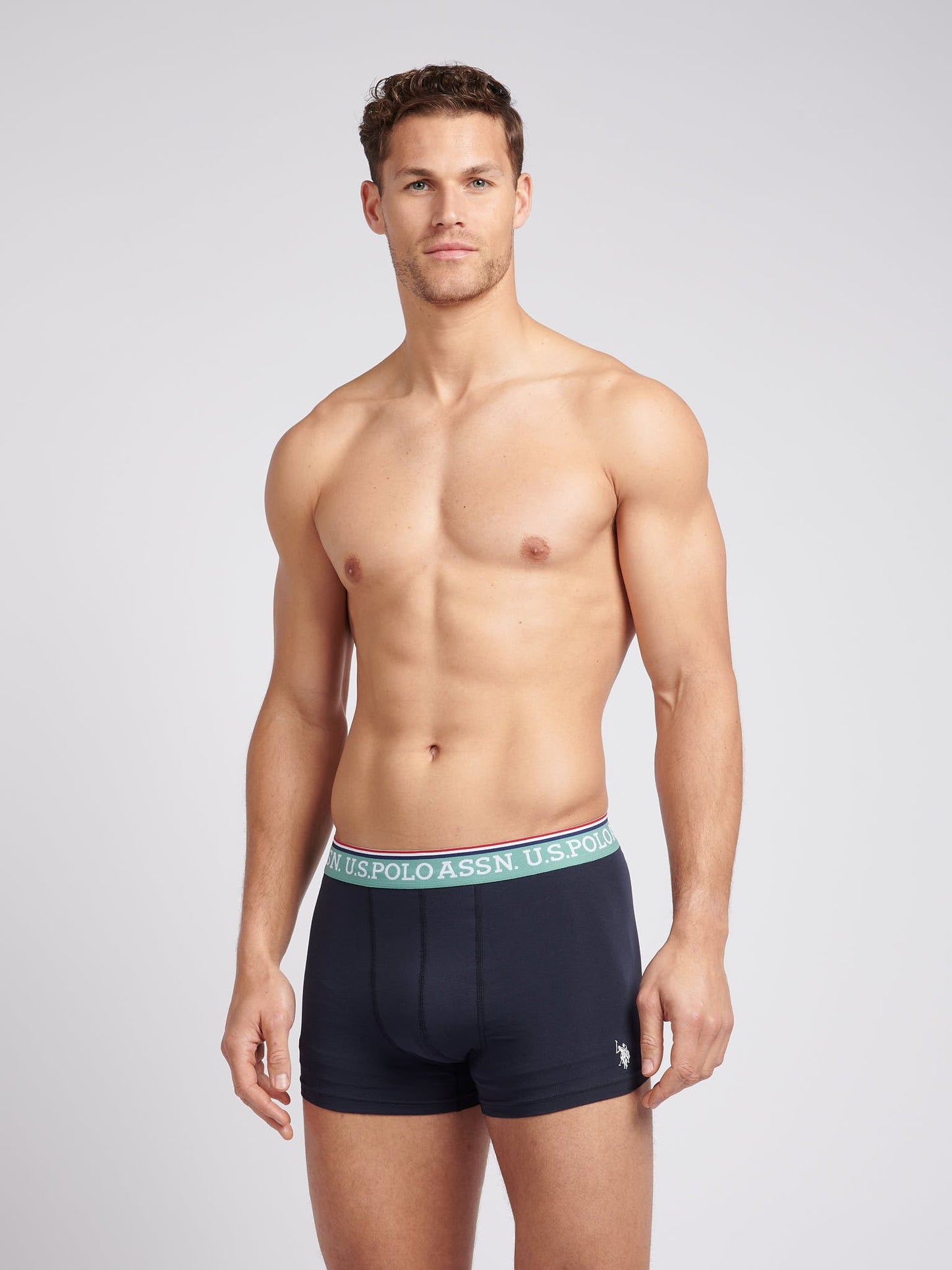 Mens 3 Pack Brand Highlight Boxer Shorts Dark Sapphire Navy