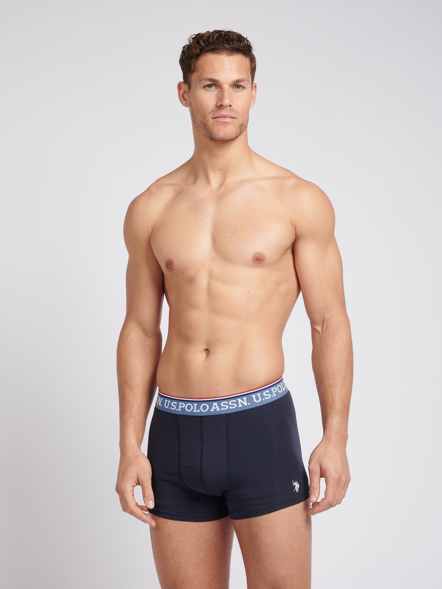 Mens 3 Pack Brand Highlight Boxer Shorts Dark Sapphire Navy