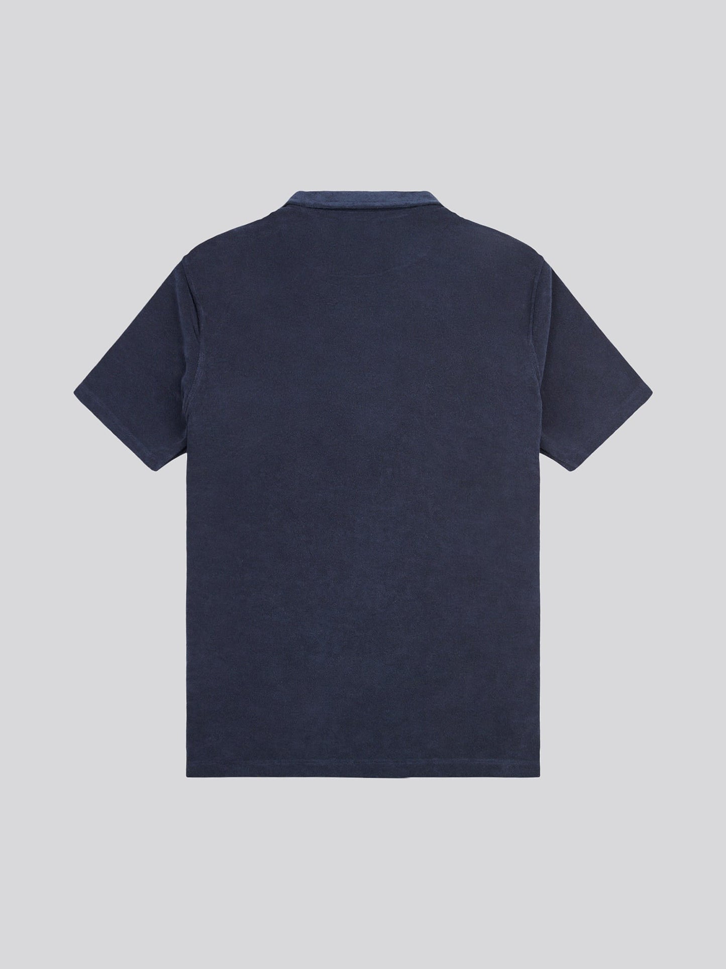 Mens Terry Revere Collar Polo Shirt in Dark Sapphire Navy