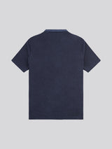 Mens Terry Revere Collar Polo Shirt in Dark Sapphire Navy