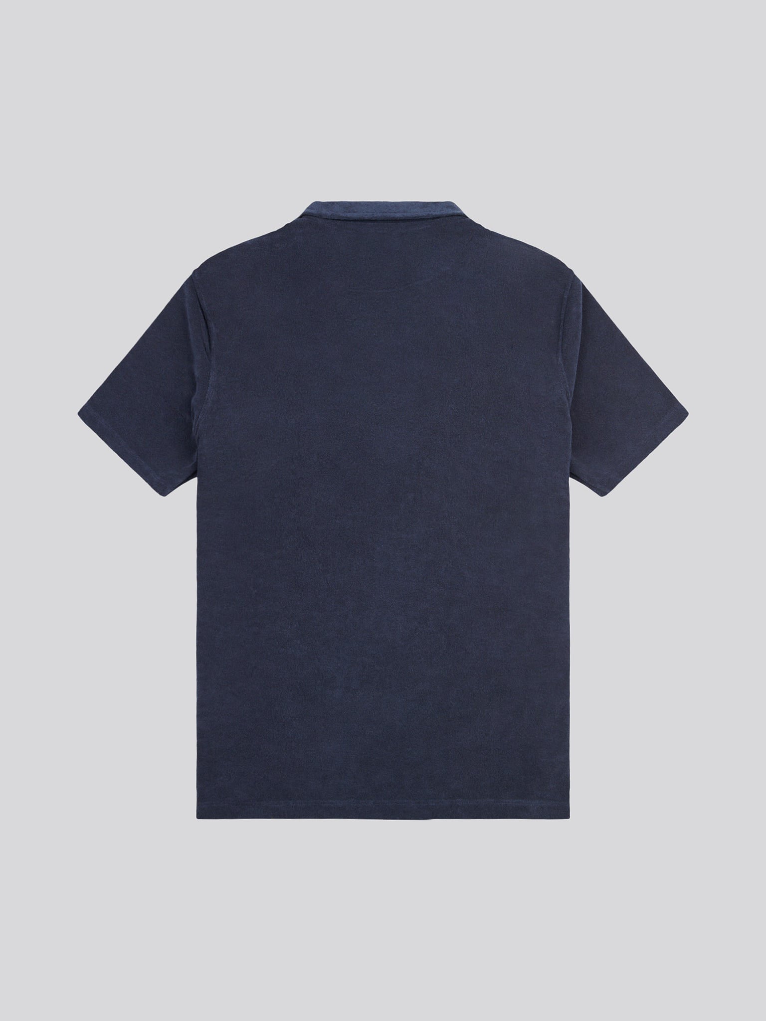 Mens Terry Revere Collar Polo Shirt in Dark Sapphire Navy