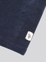 Mens Terry Revere Collar Polo Shirt in Dark Sapphire Navy