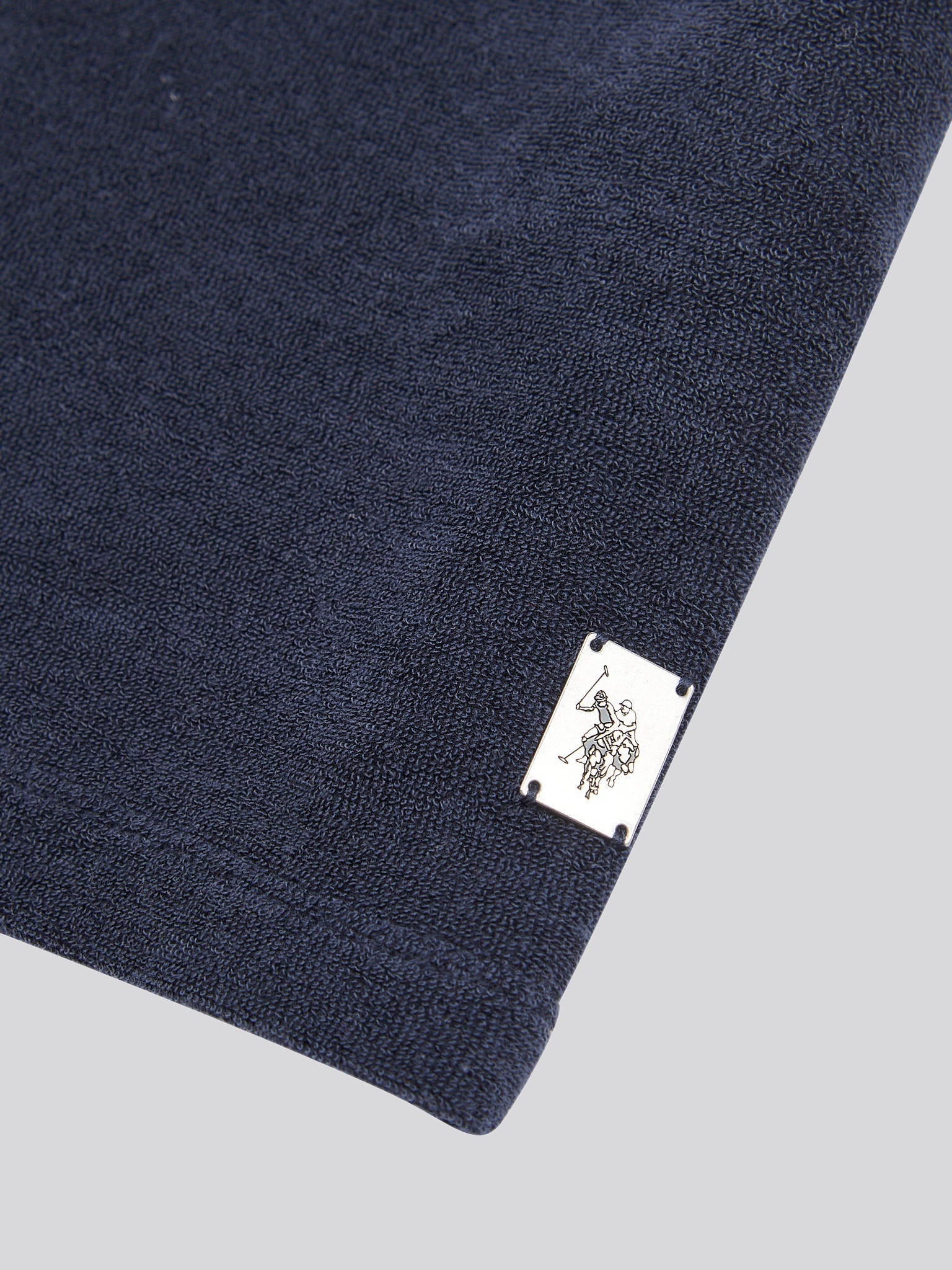 Mens Terry Revere Collar Polo Shirt in Dark Sapphire Navy