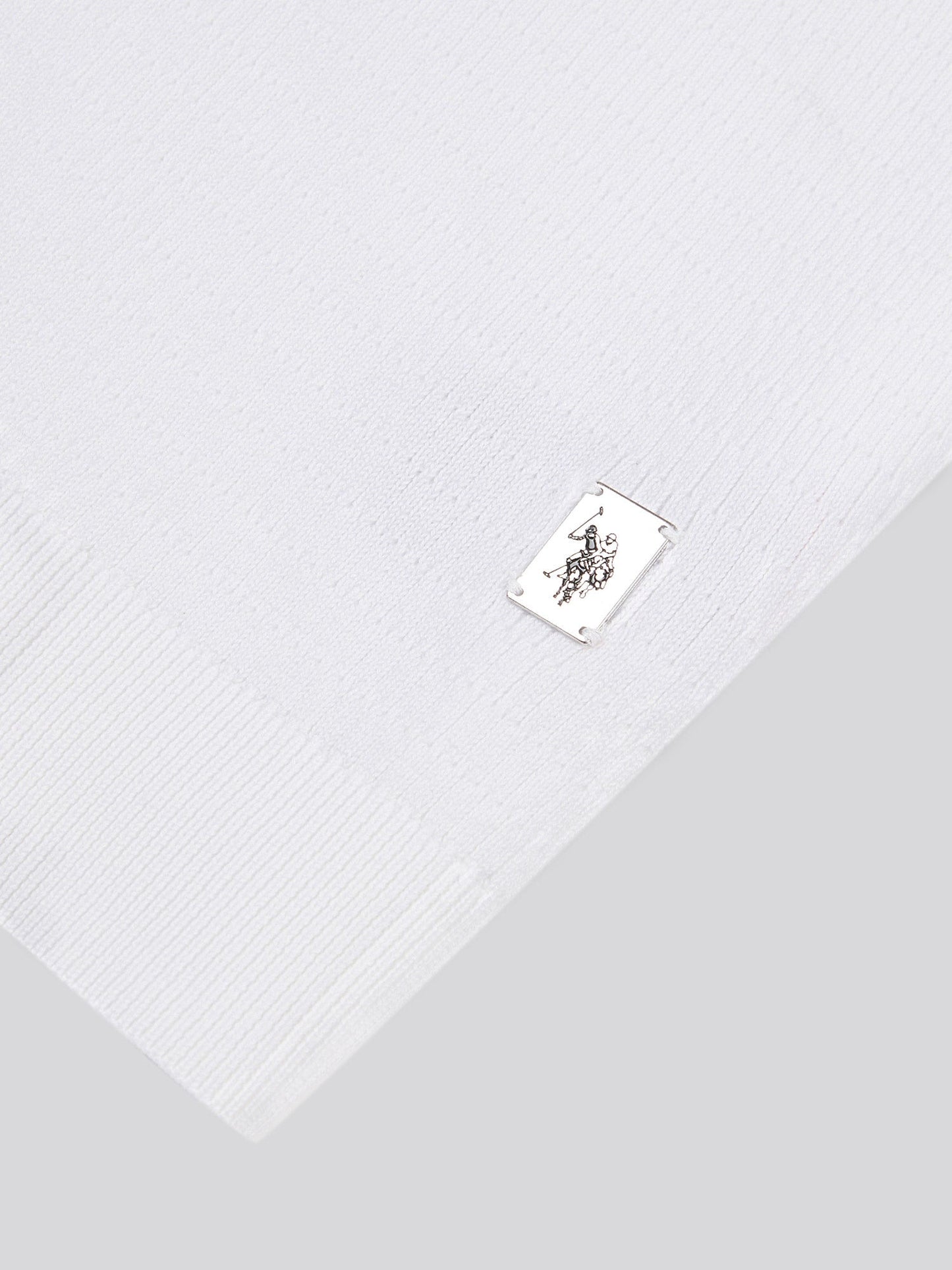 Mens Texture Open Collar Knit Polo Shirt in Bright White