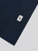 Mens Texture Open Collar Knit Polo Shirt in Dark Sapphire Navy