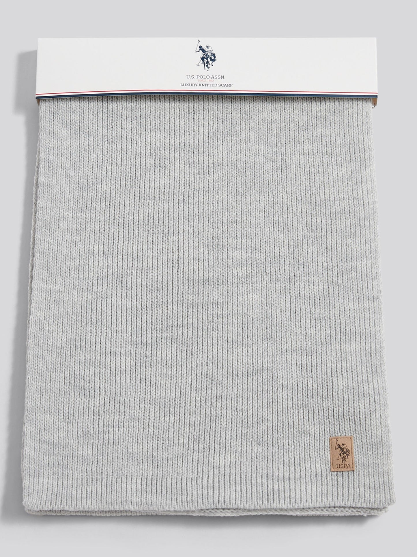 Mens Rib Knit Scarf in Mid Grey Marl