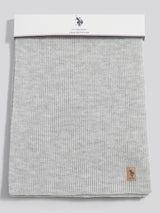 Mens Rib Knit Scarf in Mid Grey Marl