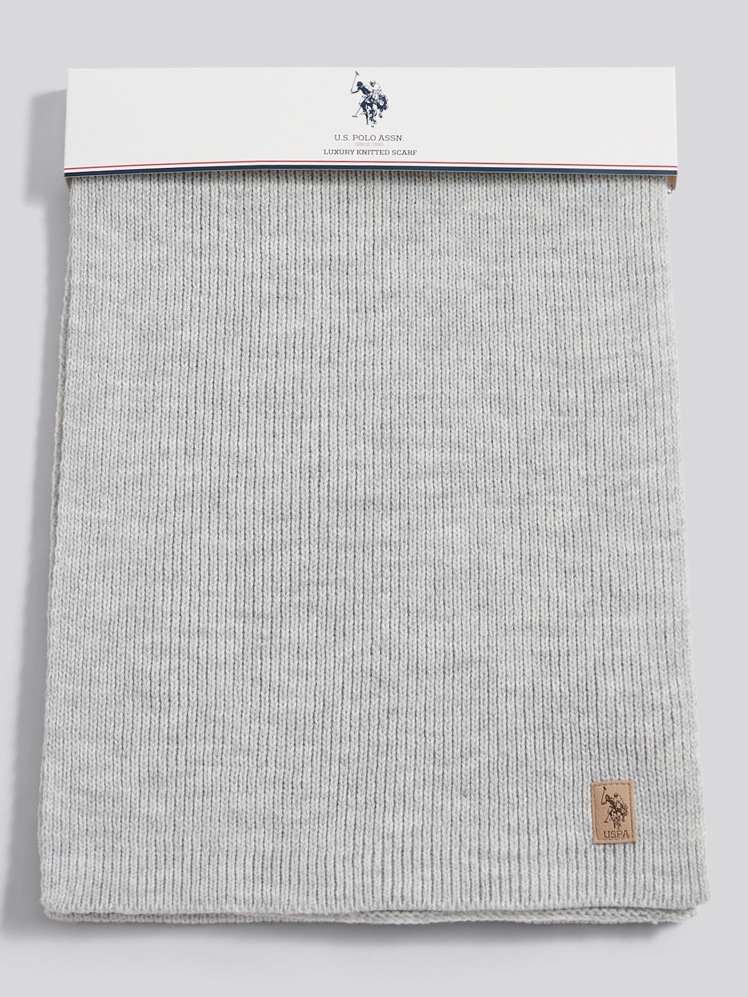 Mens Rib Knit Scarf in Mid Grey Marl