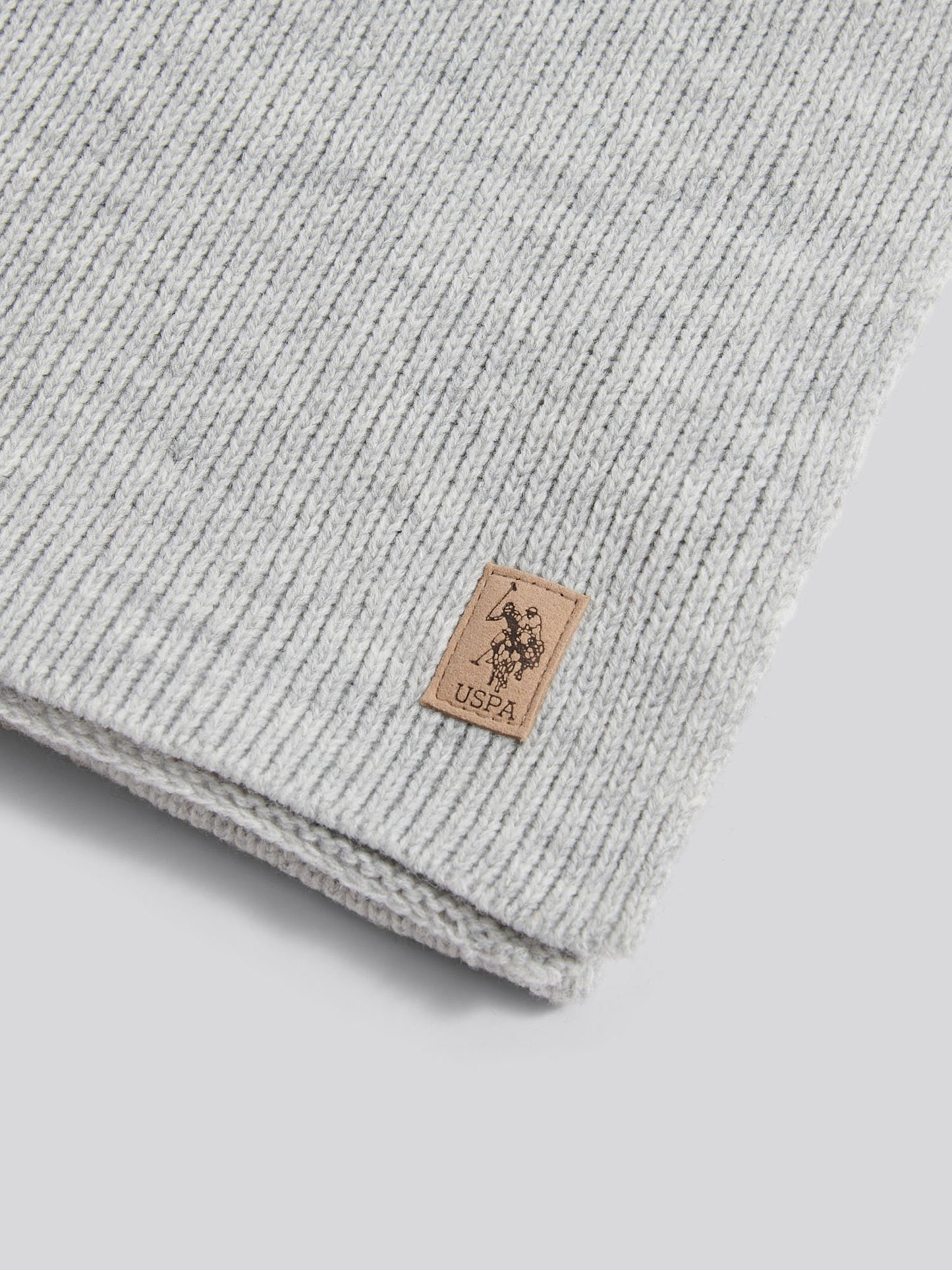 Mens Rib Knit Scarf in Mid Grey Marl