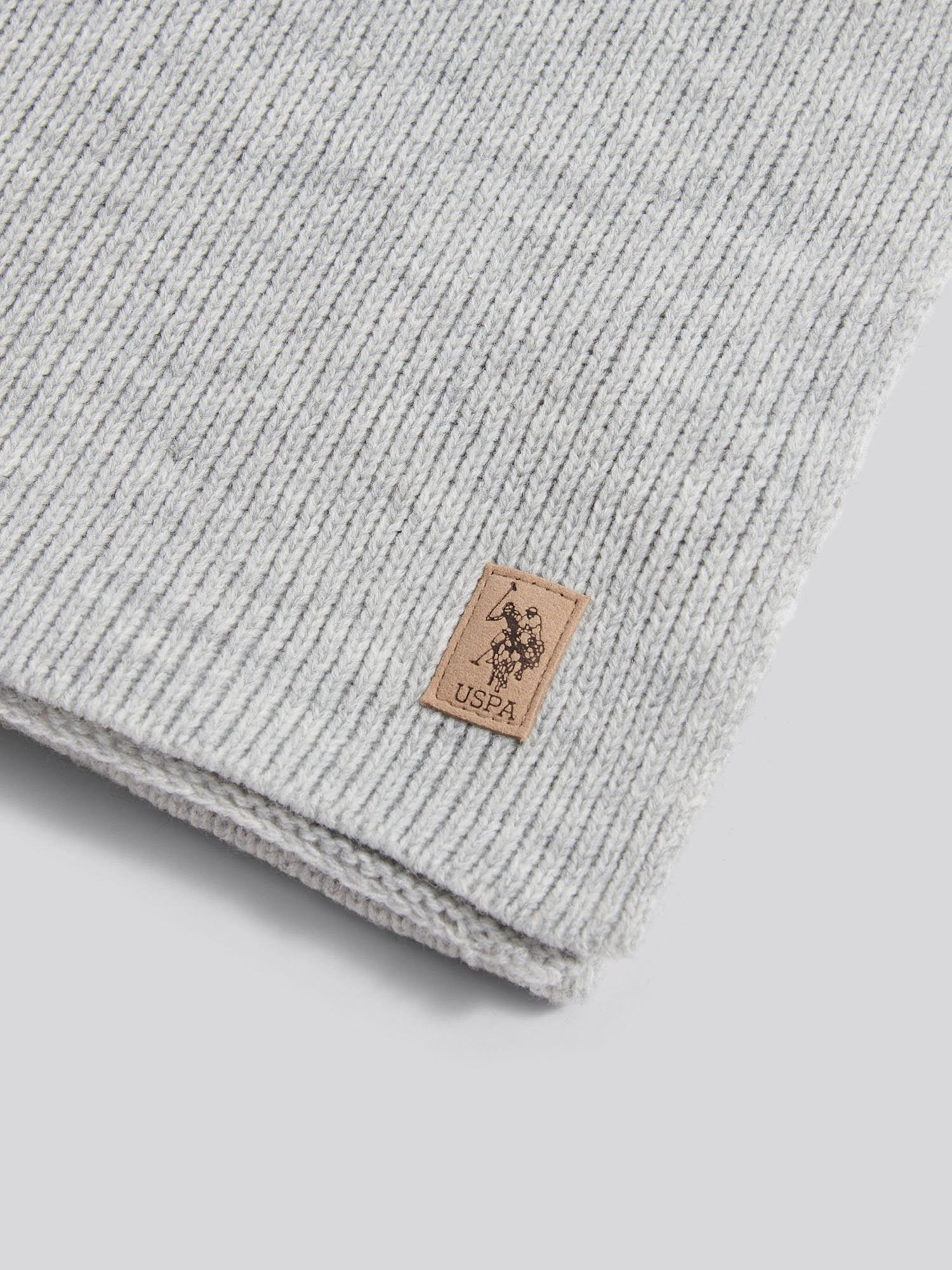 Mens Rib Knit Scarf in Mid Grey Marl