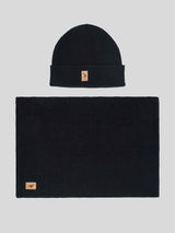Mens Luxury Rib Knit Beanie & Scarf Set in Black