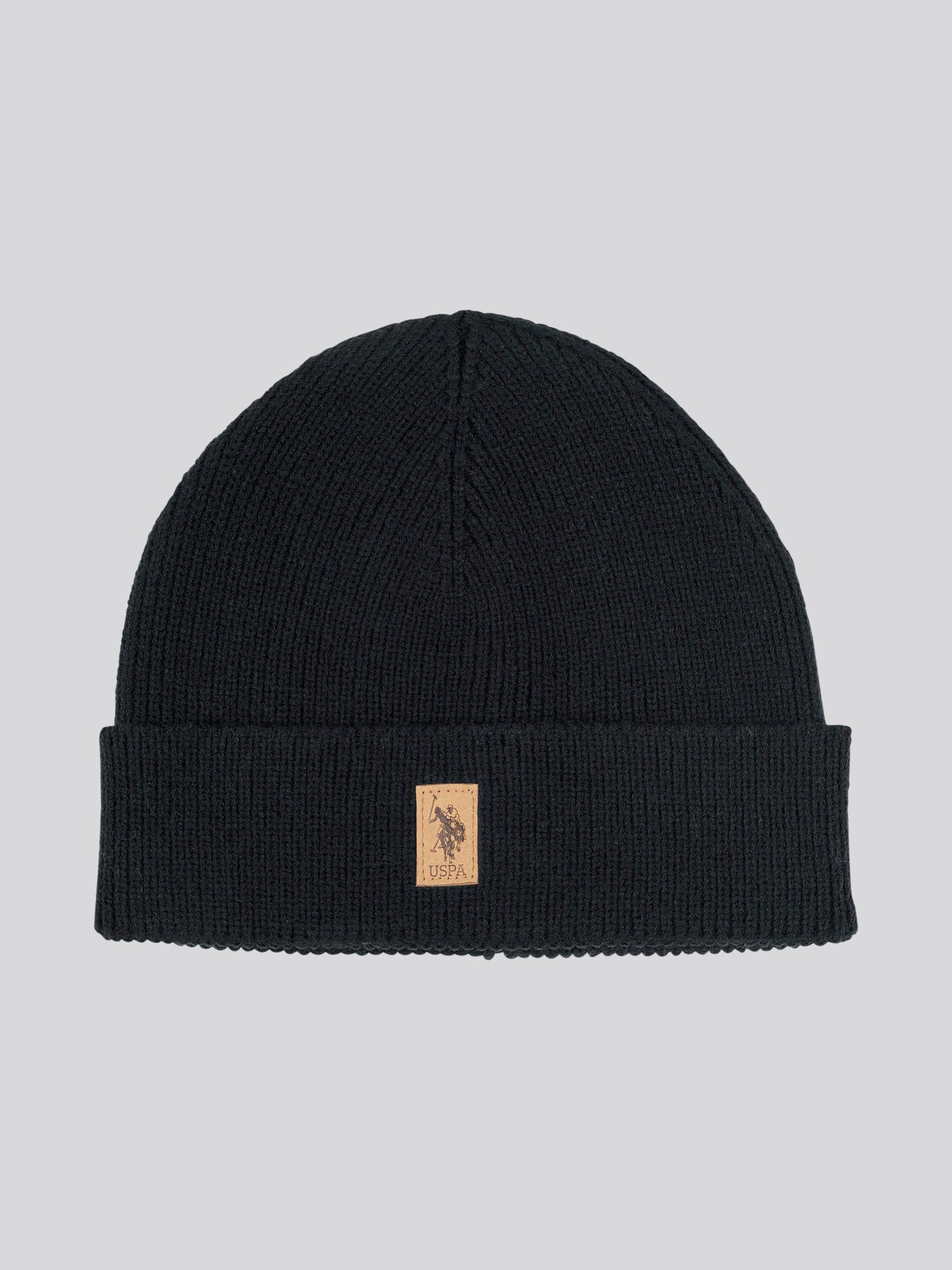 Mens Luxury Rib Knit Beanie & Scarf Set in Black
