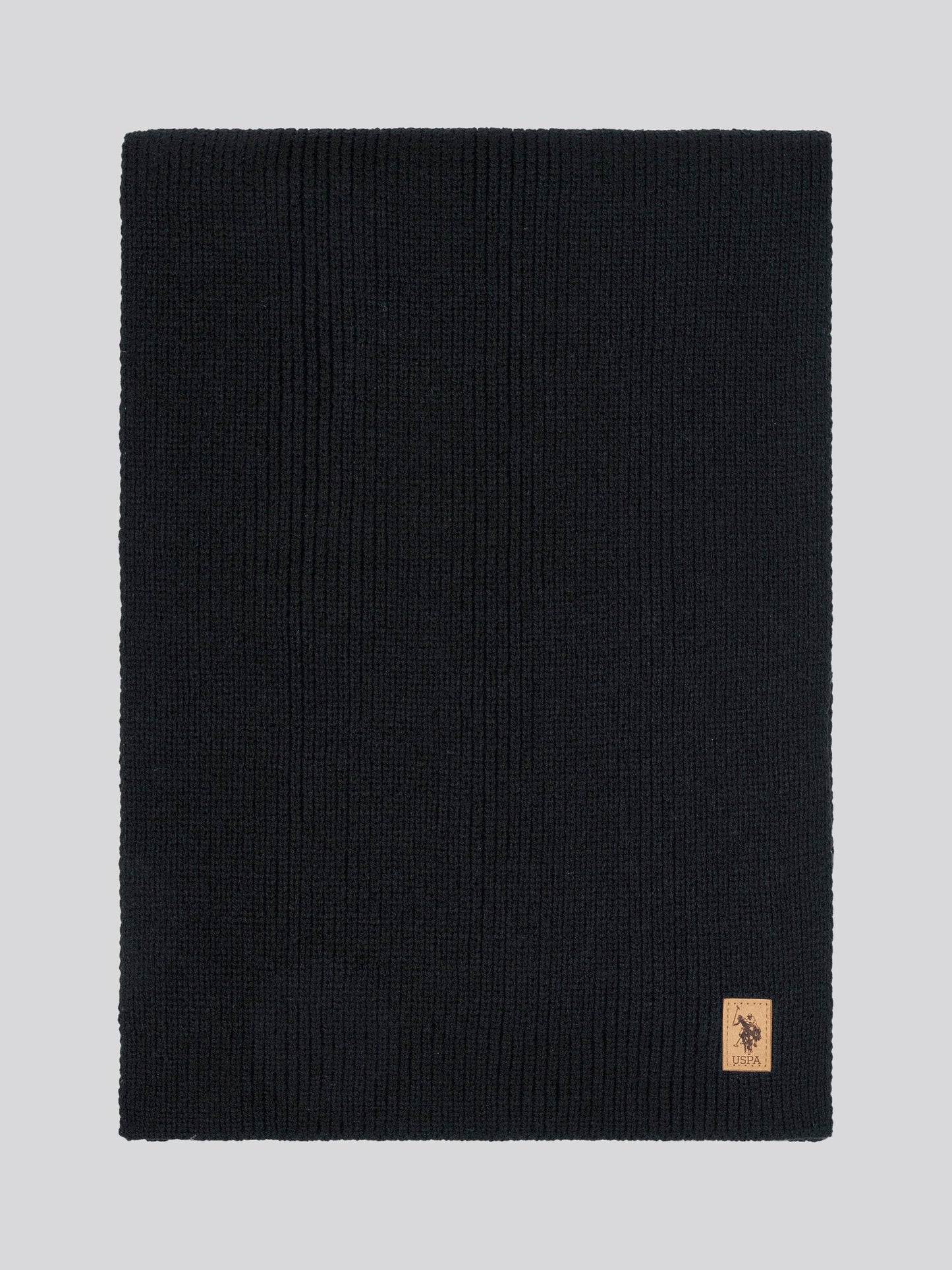 Mens Luxury Rib Knit Beanie & Scarf Set in Black