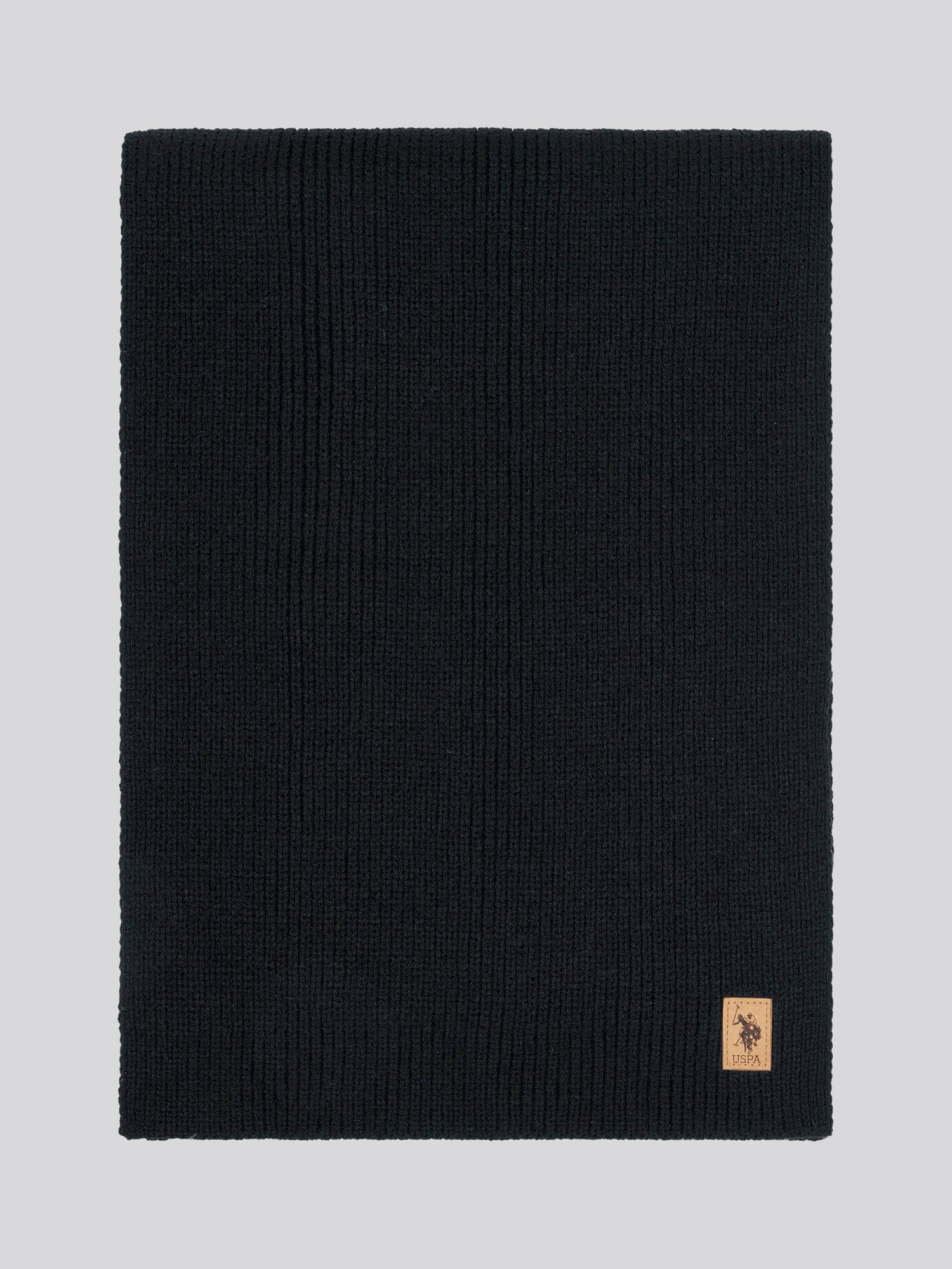 Mens Luxury Rib Knit Beanie & Scarf Set in Black