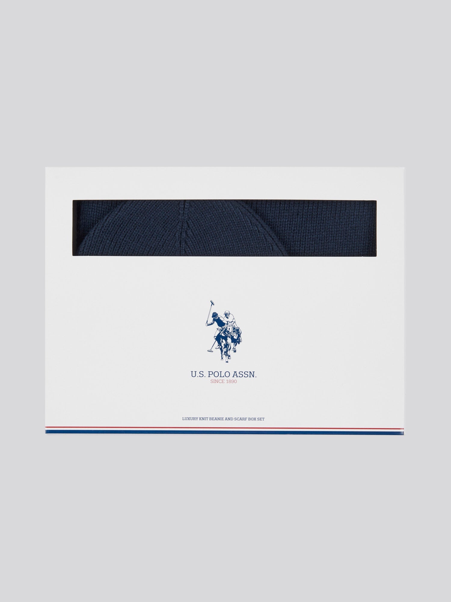 Mens Luxury Rib Knit Beanie & Scarf Set in Dark Sapphire Navy