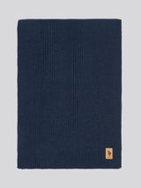 Mens Luxury Rib Knit Beanie & Scarf Set in Dark Sapphire Navy
