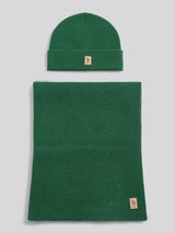 Mens Luxury Rib Knit Beanie & Scarf Set in Pineneedle
