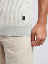 Mens Vertical Texture Stripe Knit Polo Shirt in Northern Droplet