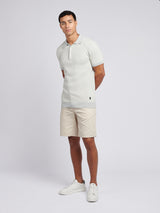 Mens Vertical Texture Stripe Knit Polo Shirt in Northern Droplet