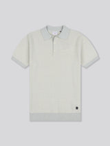 Mens Vertical Texture Stripe Knit Polo Shirt in Northern Droplet