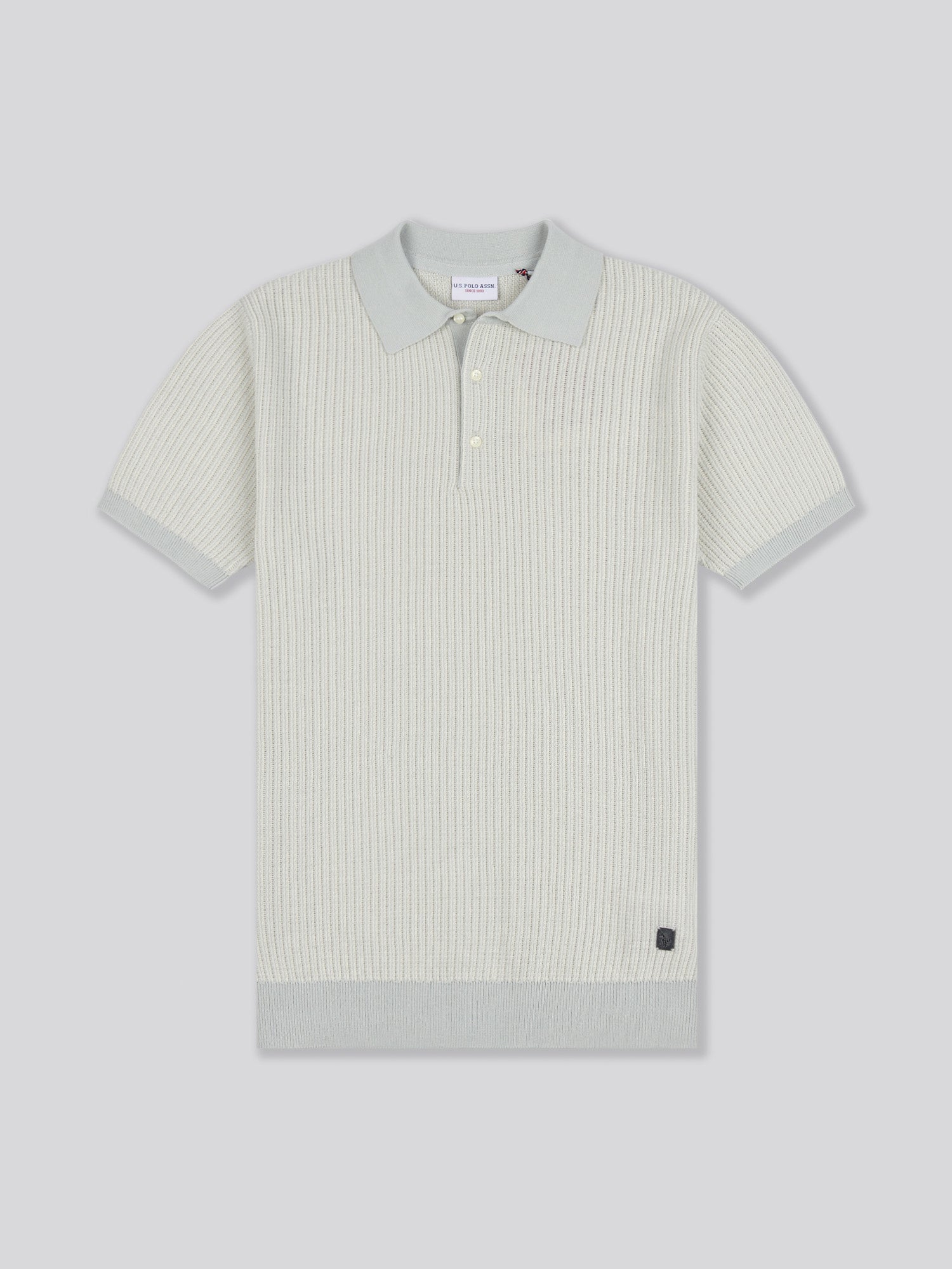 Mens Vertical Texture Stripe Knit Polo Shirt in Northern Droplet