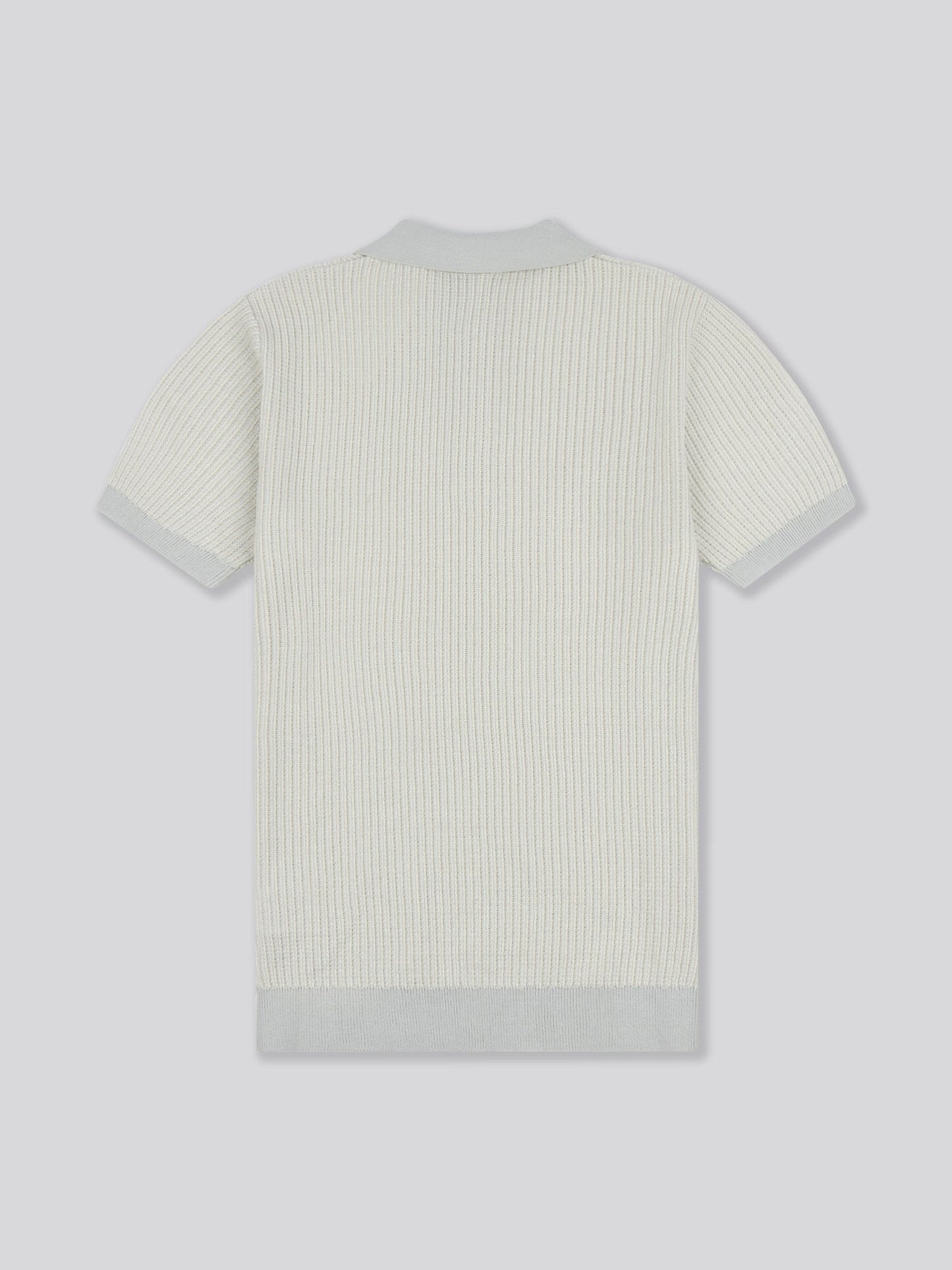 Mens Vertical Texture Stripe Knit Polo Shirt in Northern Droplet