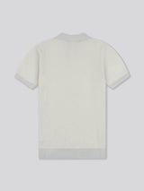Mens Vertical Texture Stripe Knit Polo Shirt in Northern Droplet