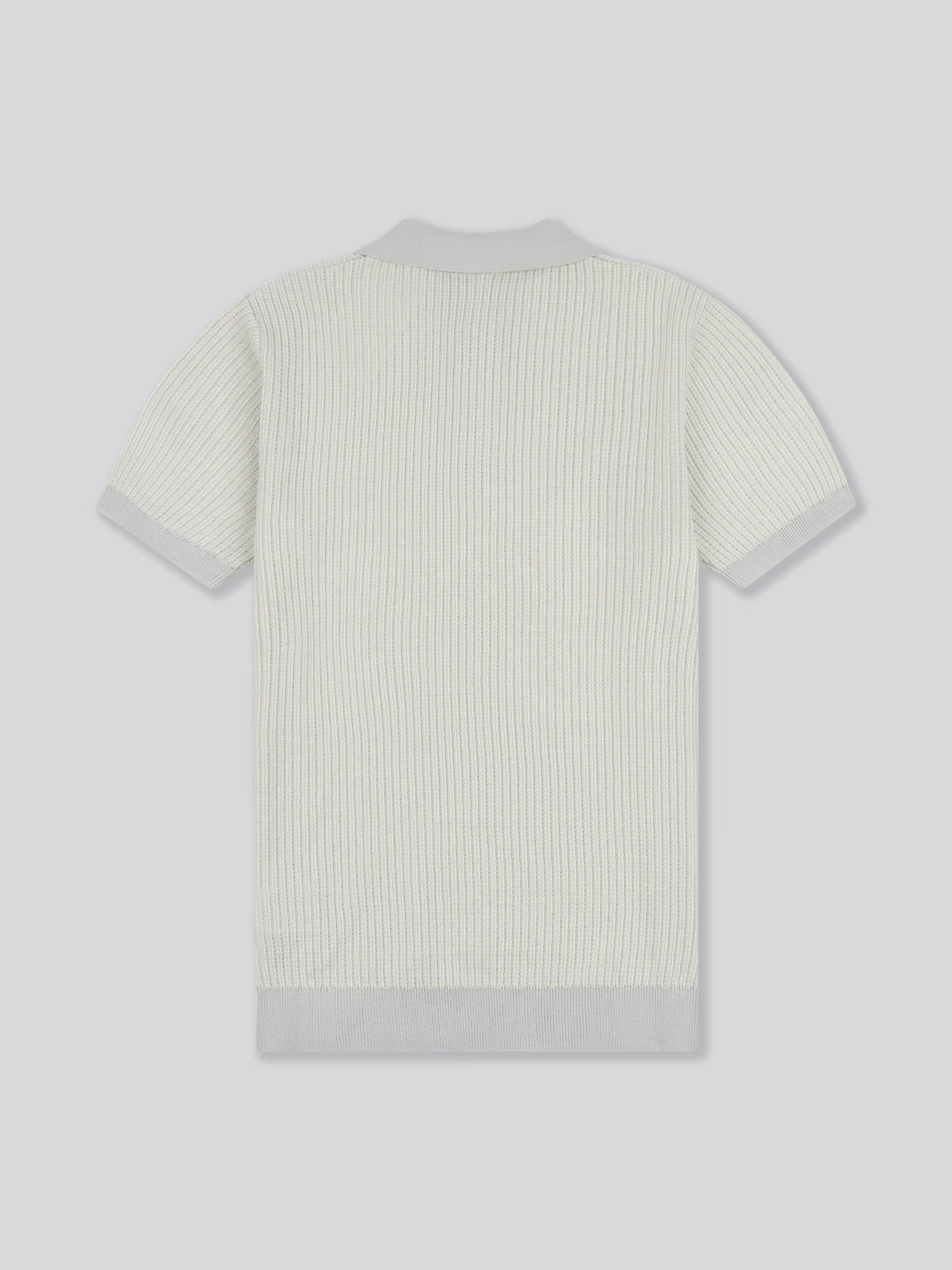 Mens Vertical Texture Stripe Knit Polo Shirt in Northern Droplet