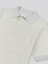 Mens Vertical Texture Stripe Knit Polo Shirt in Northern Droplet