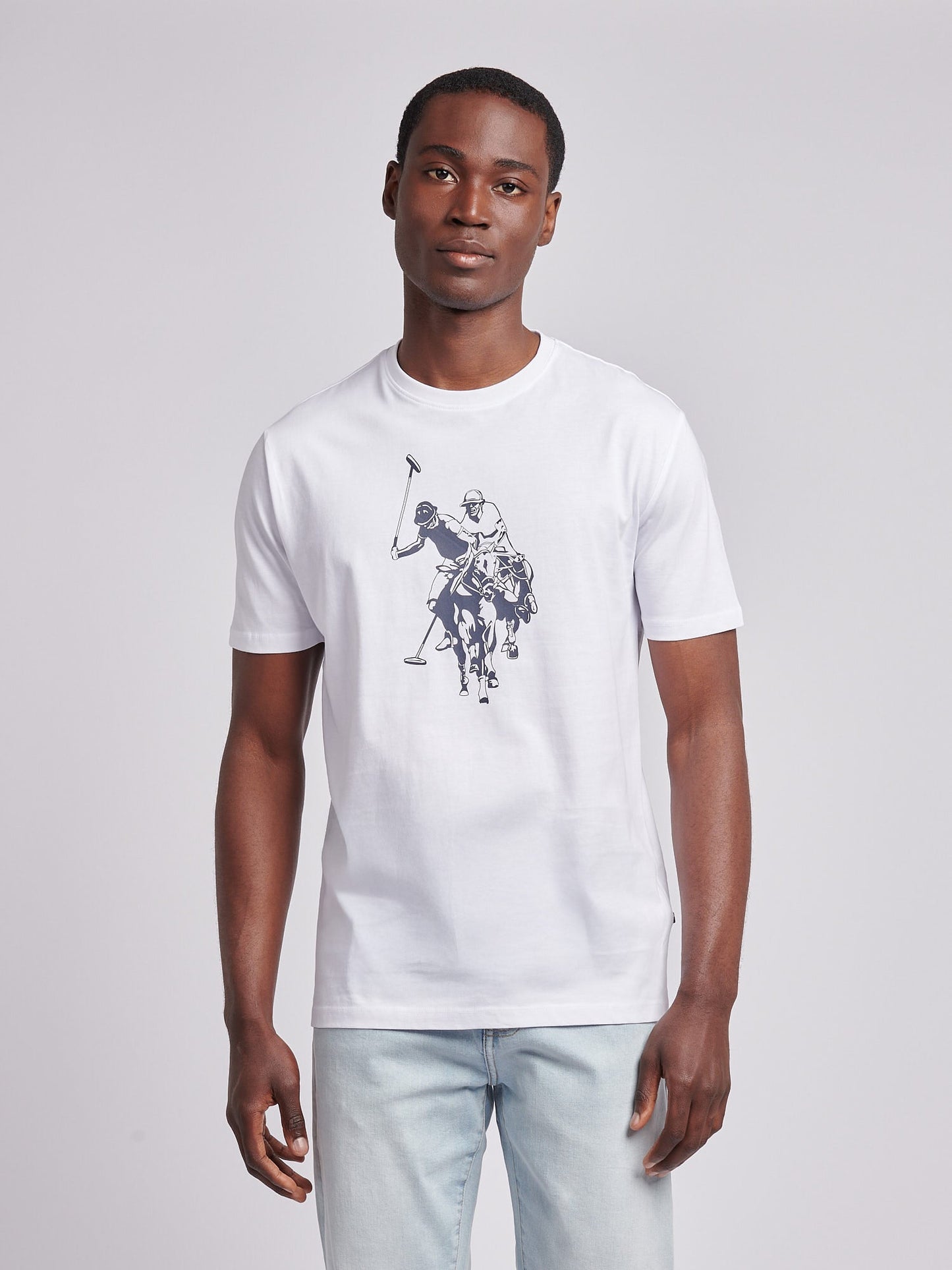 Mens Double Horsemen Graphic T-Shirt Bright White