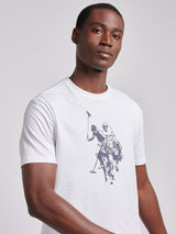 Mens Double Horsemen Graphic T-Shirt Bright White