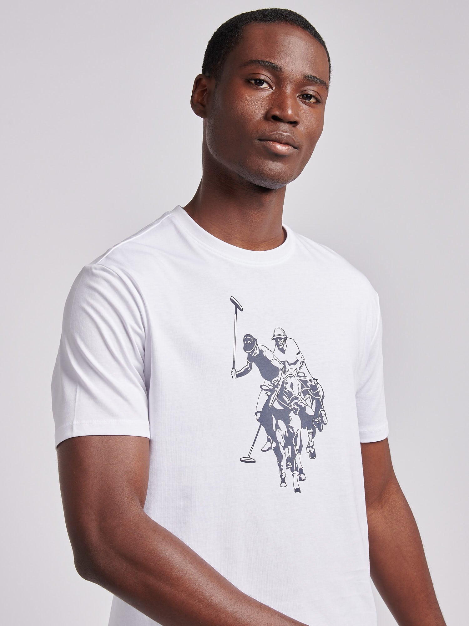 Mens Double Horsemen Graphic T-Shirt Bright White