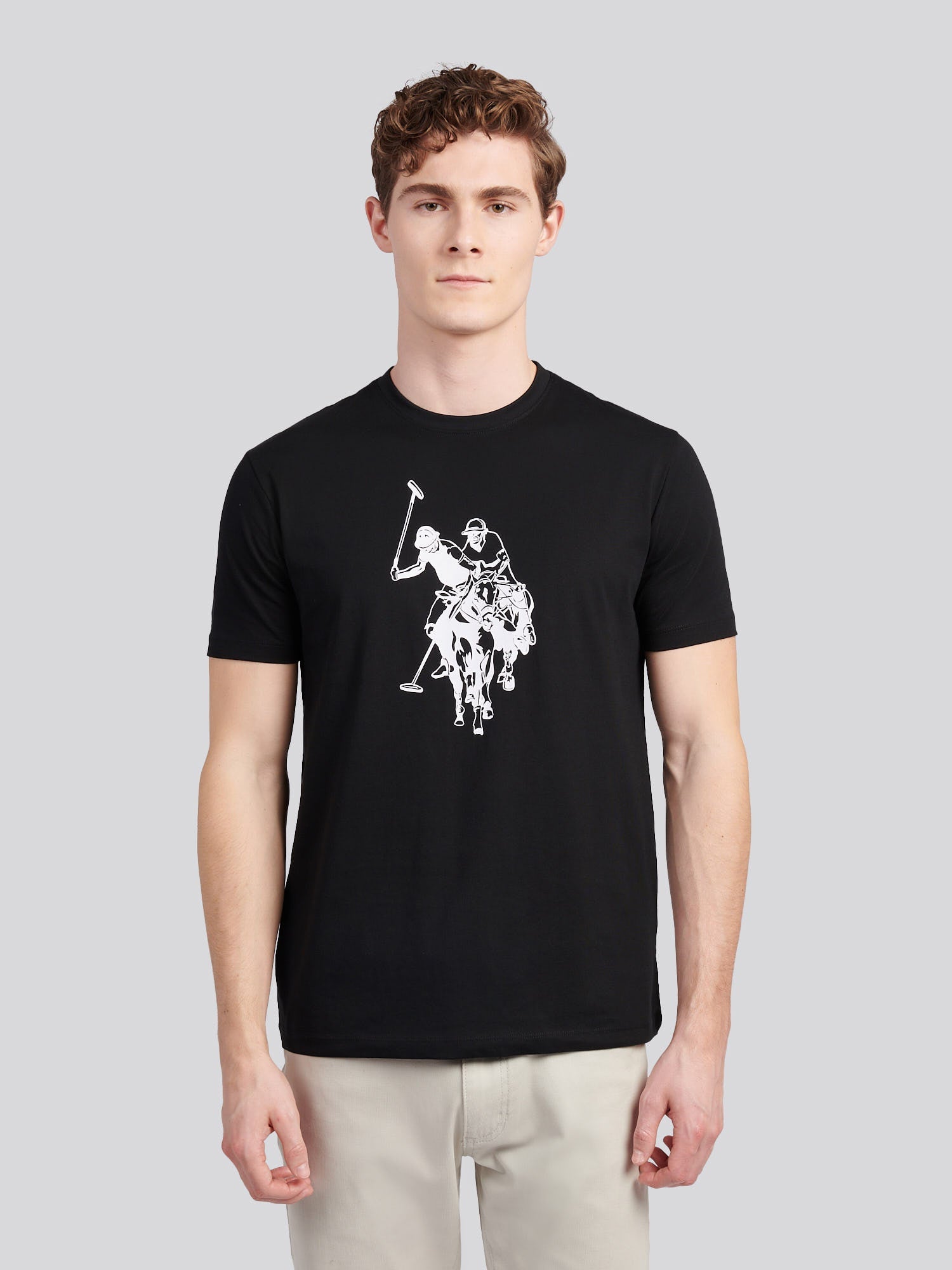 Mens Double Horsemen Graphic T-Shirt Black