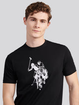 Mens Double Horsemen Graphic T-Shirt Black
