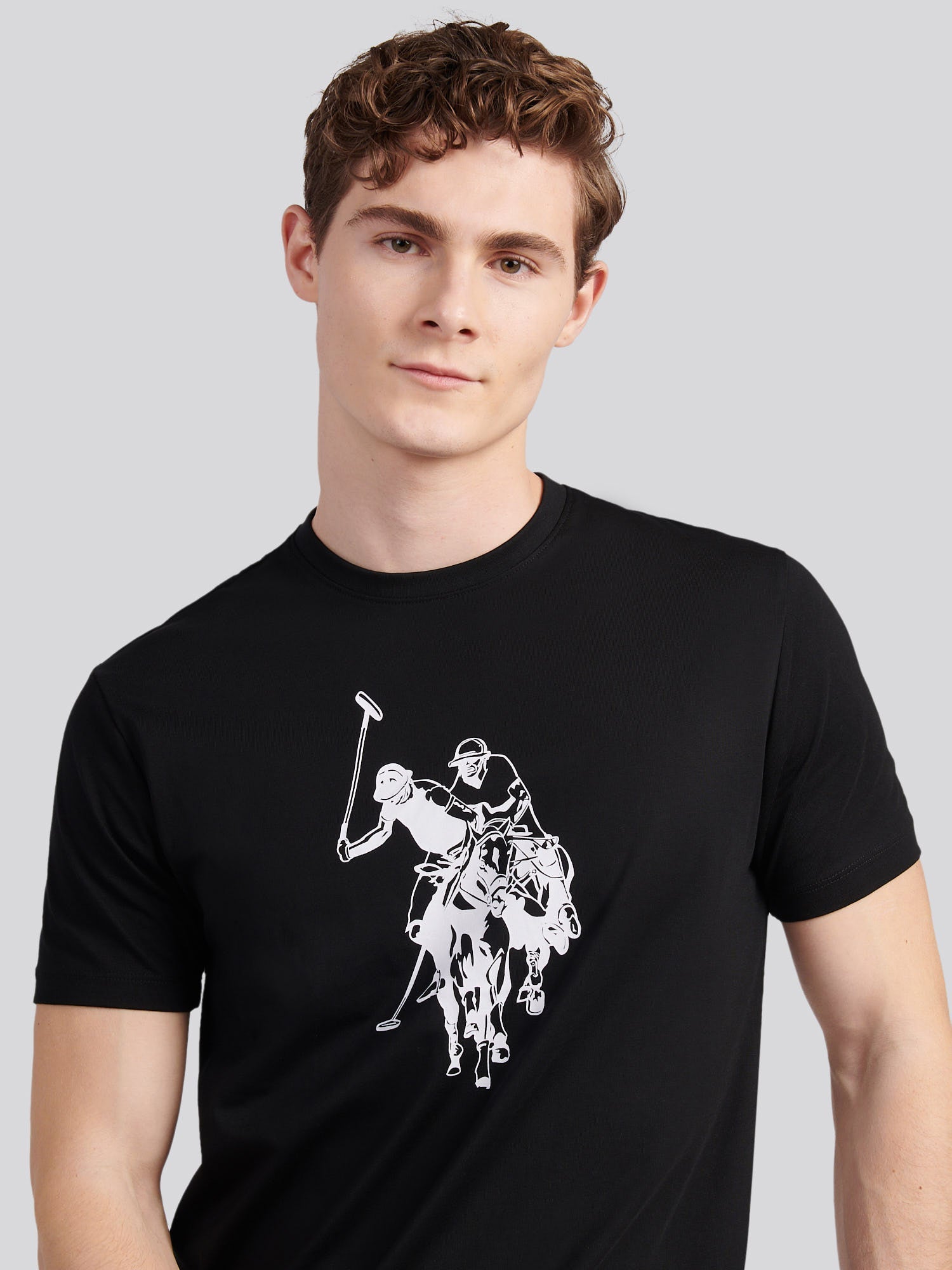 Mens Double Horsemen Graphic T-Shirt Black