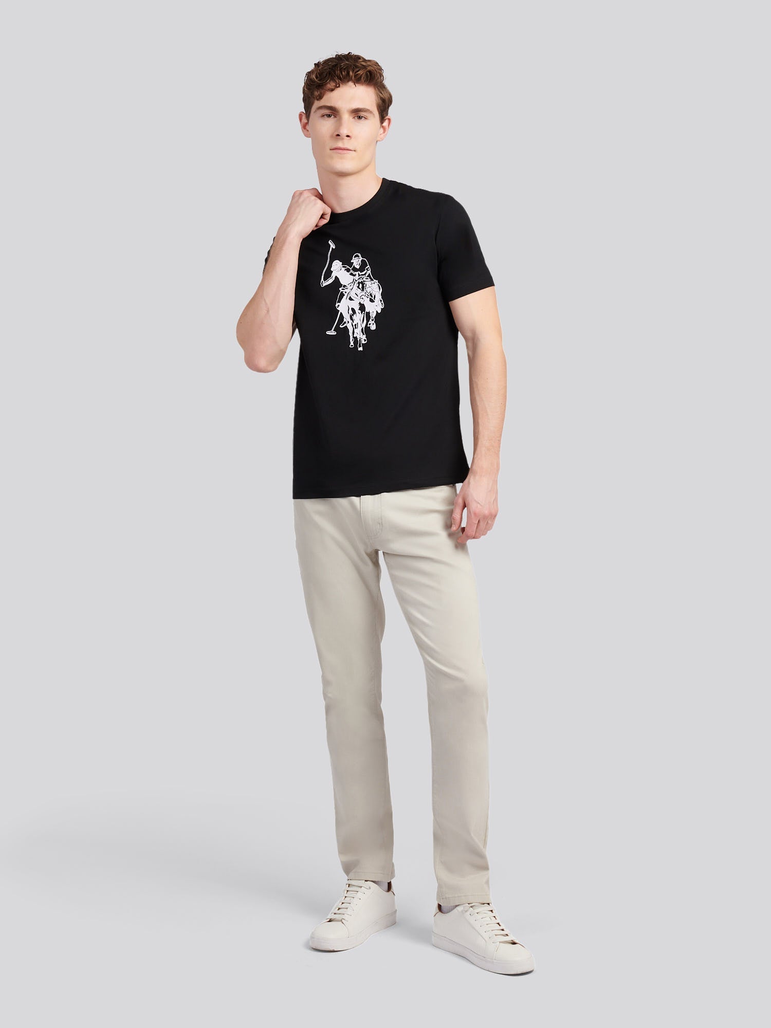 Mens Double Horsemen Graphic T-Shirt Black