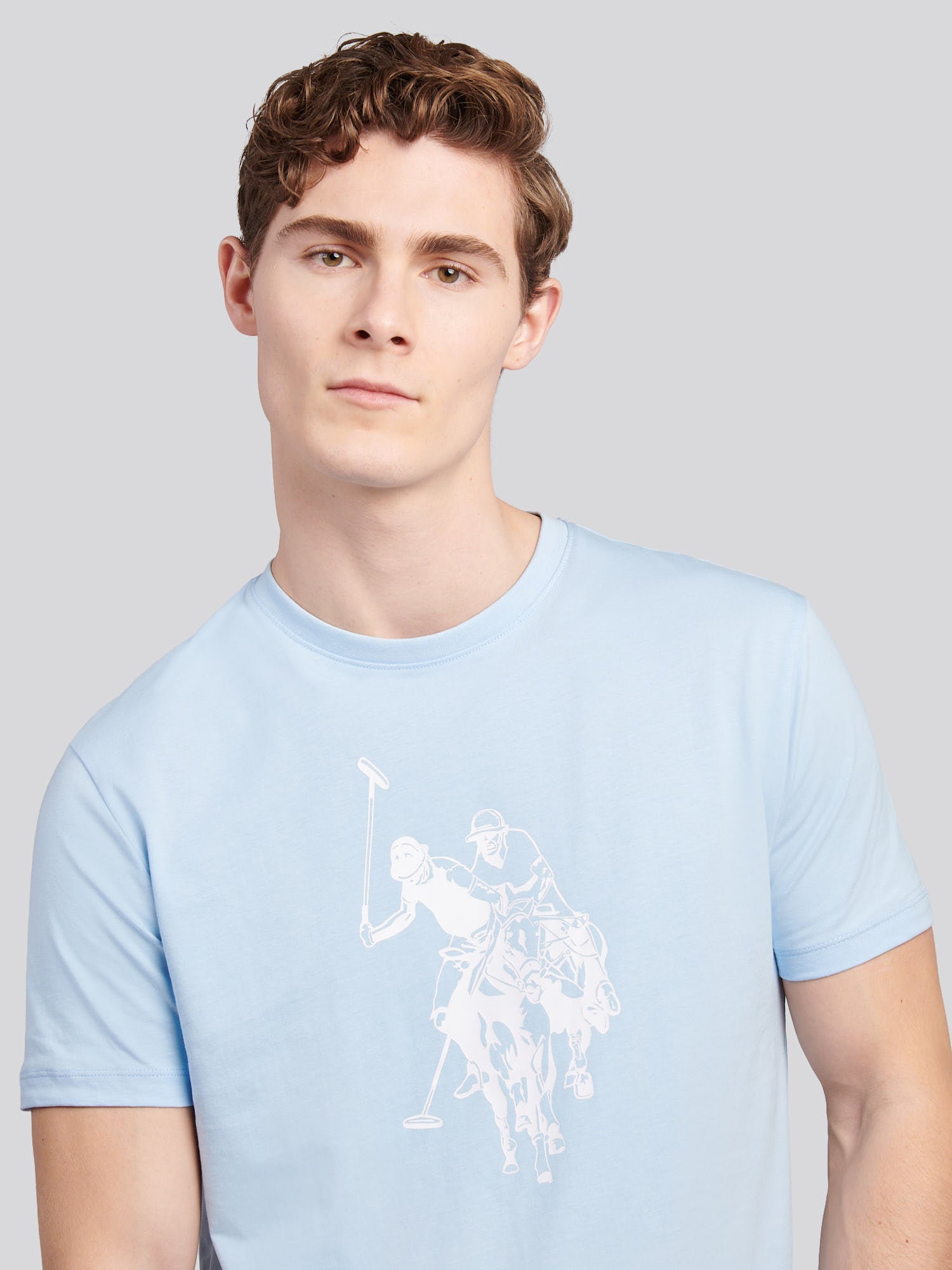 Mens Double Horsemen Graphic T-Shirt Chambray Blue