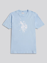 Mens Double Horsemen Graphic T-Shirt Chambray Blue