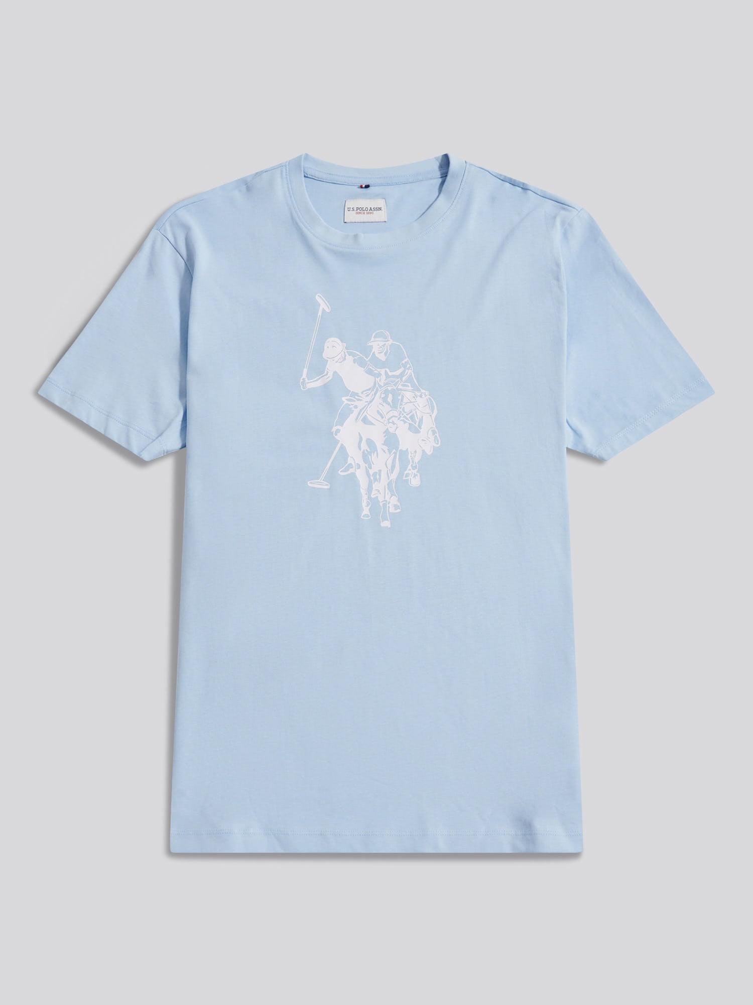 Mens Double Horsemen Graphic T-Shirt Chambray Blue