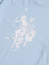 Mens Double Horsemen Graphic T-Shirt Chambray Blue