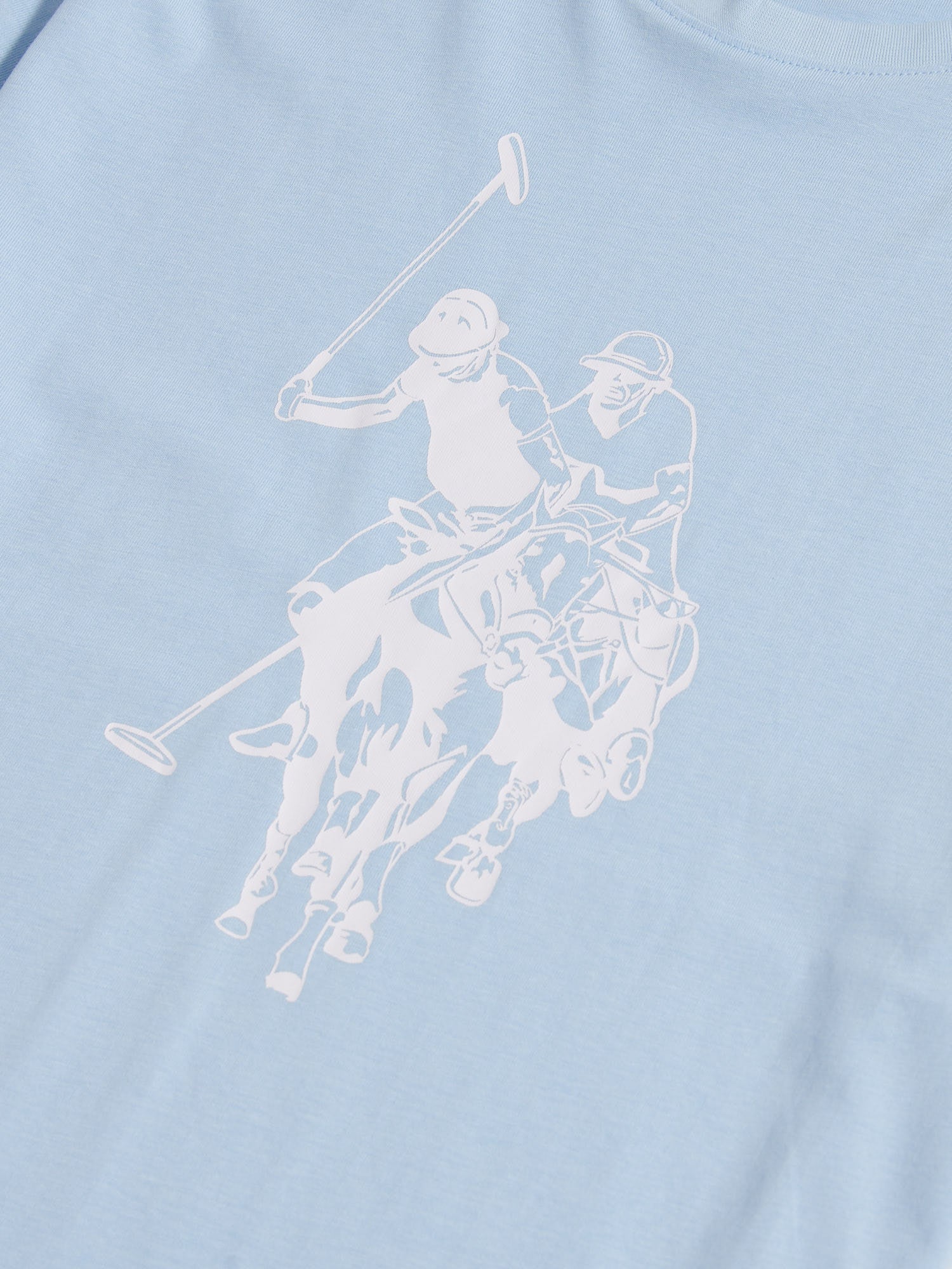 Mens Double Horsemen Graphic T-Shirt Chambray Blue