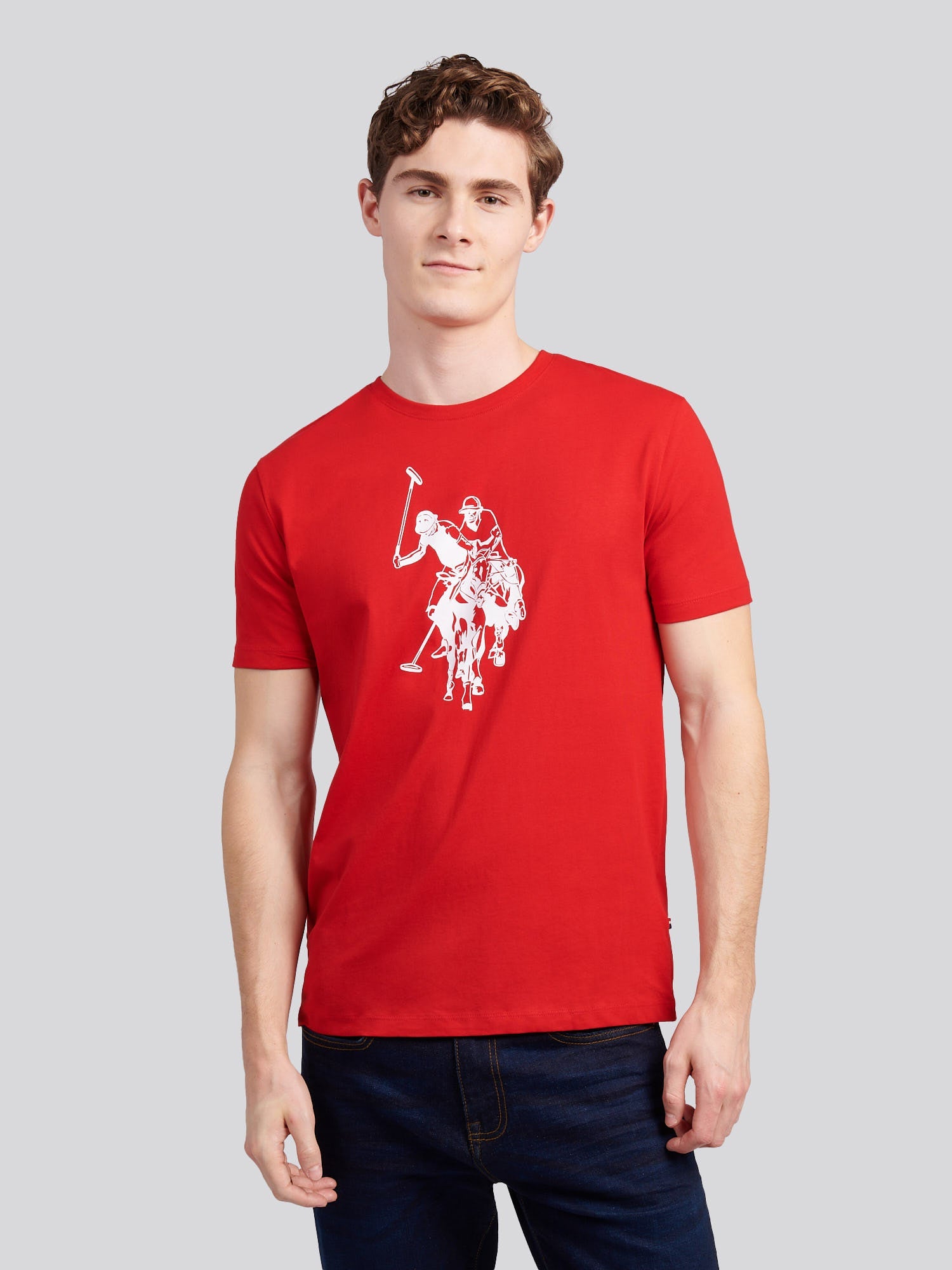Mens Double Horsemen Graphic T-Shirt Haute Red