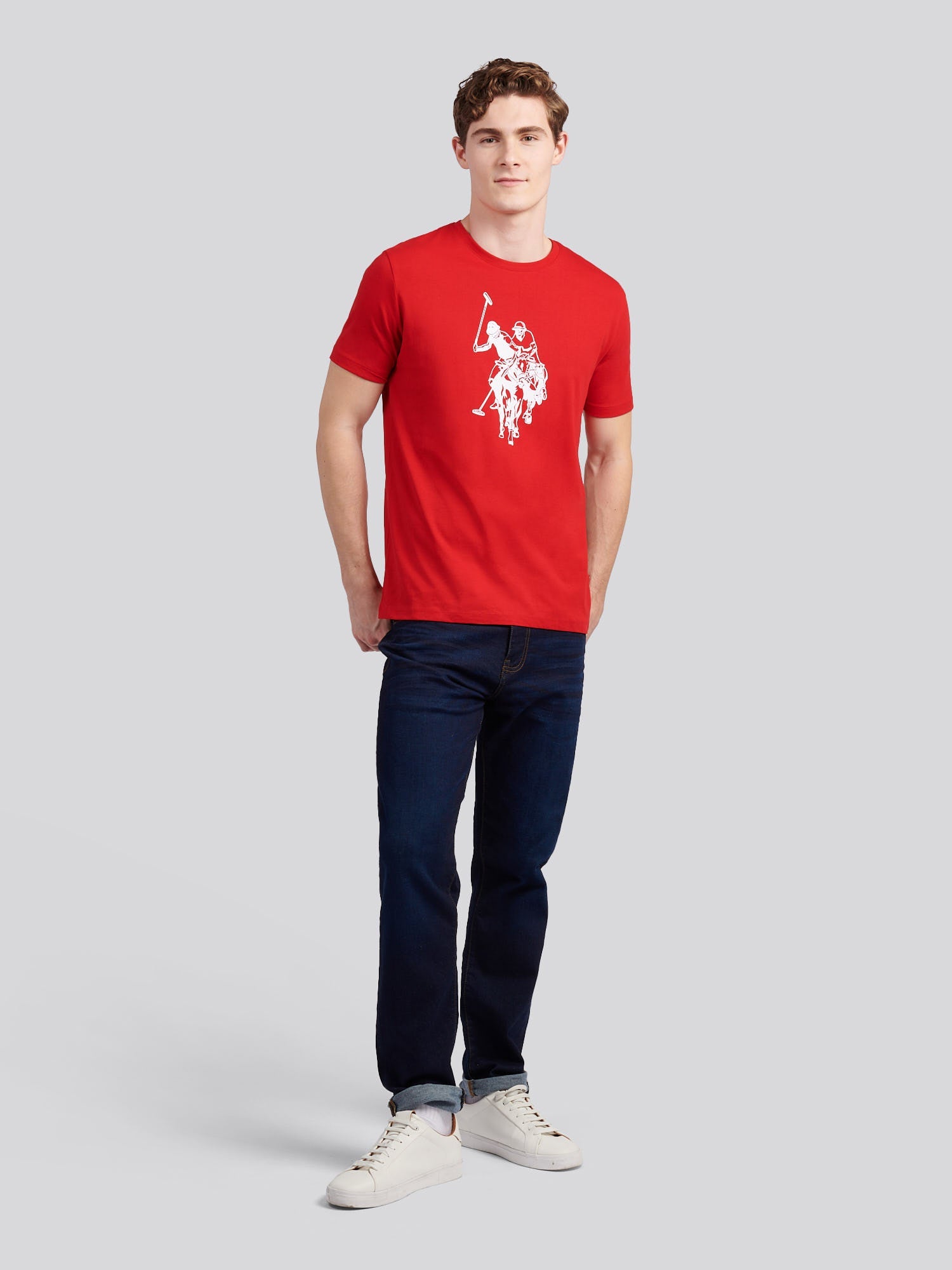 Mens Double Horsemen Graphic T-Shirt Haute Red