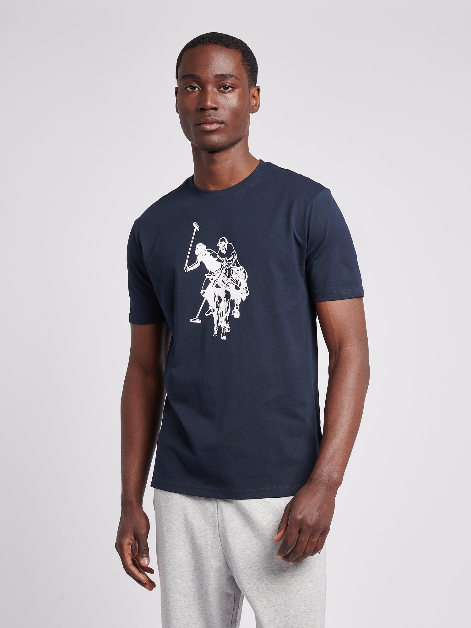 Mens Double Horsemen Graphic T-Shirt Dark Sapphire Navy